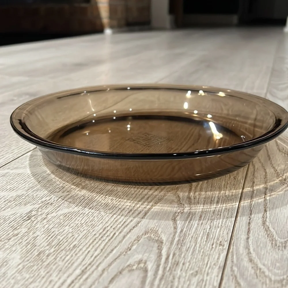 Pyrex Amber 10” Brown Clear Glass 209 Pie Plate Dish